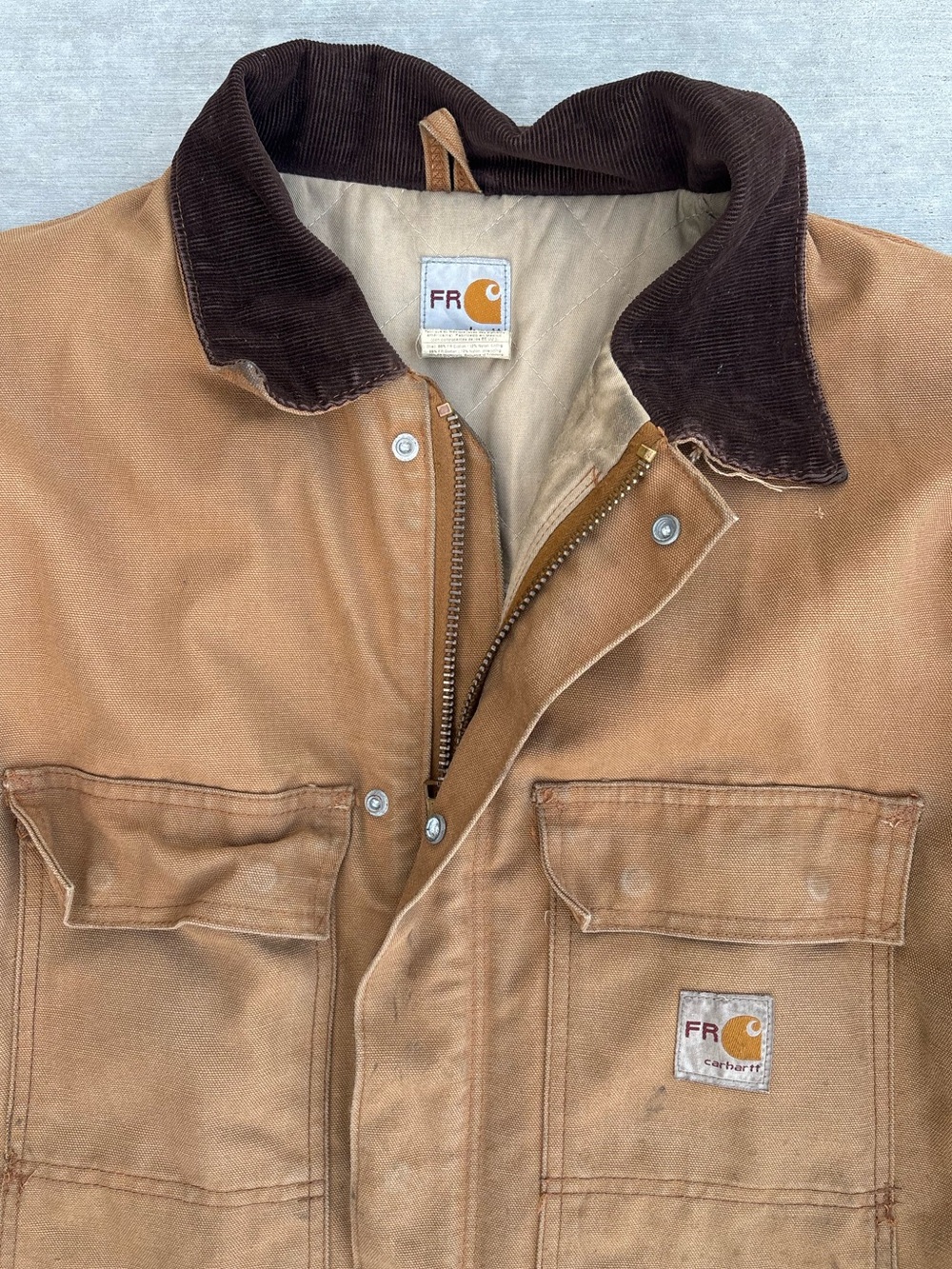 Carhartt FR FRC56 Brown Duck Chore Coat Jacket XL Regular Workwear
